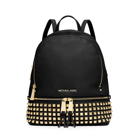 black michael kors canvas backpack|michael kors black studded backpack.